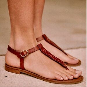 Sezane Sally Low Brown Leather Sandals 39